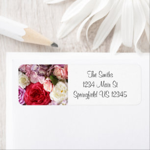 Söt blommigt rosa och röd returadress etikett