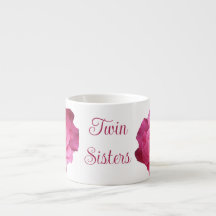 Söt blommigt rosa ros twin-systrar identiska