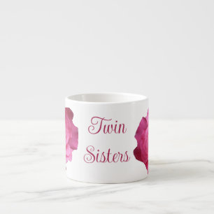 Söt blommigt rosa ros twin-systrar identiska espressomugg