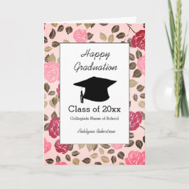 Söt Blommigt Rosa Studenten Kort