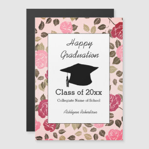 Söt Blommigt Rosa Studenten Magnet Card