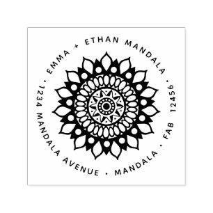 Söt Blommigt Round Mandala Universe Flower Självfärgande Stämpel