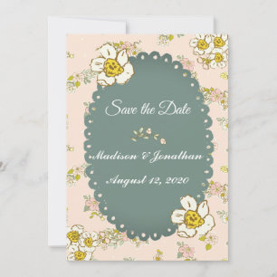 Söt Blommigt Script Pastel Rosa Romantic Spara Datumet