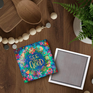 Söt Blommigt Se Bra Colorful Inspiritivity Magnet