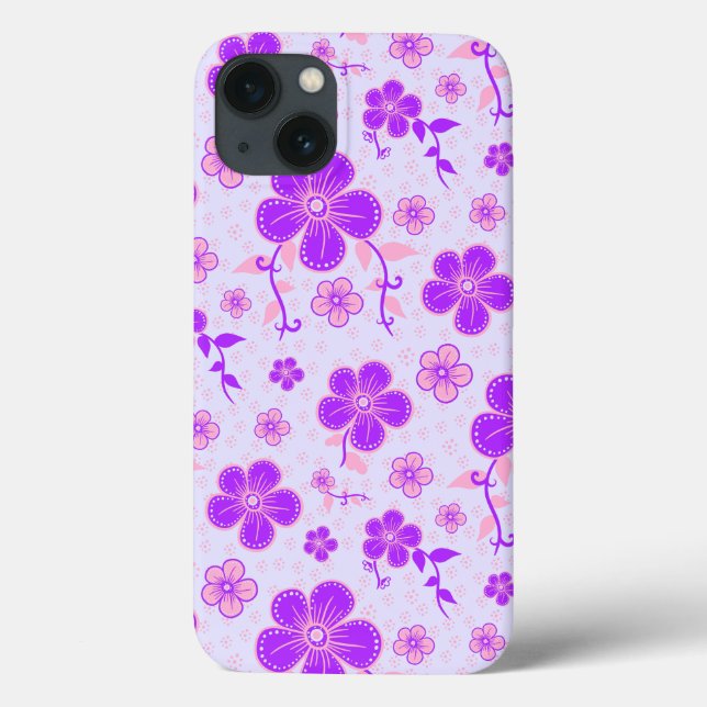 Söt Blommigt Skriv ut Lila och Rosa på Lavender (Baksida)