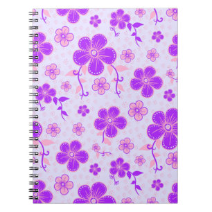 Söt Blommigt Skriv ut Lila och Rosa på Lavender Anteckningsbok