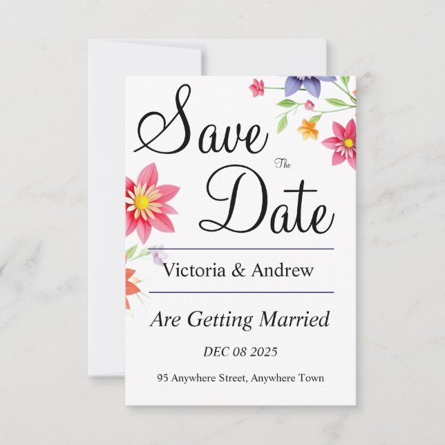 Söt Blommigt spara datum Spara Datumet (Framsida)