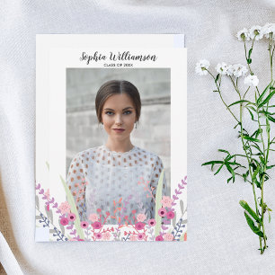Söt Blommigt Student Photo Studentfest Inbjudningar