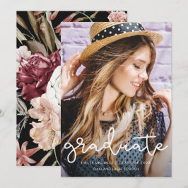 Söt Blommigt Studenten Black Photo annons Meddelande