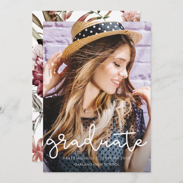 Söt Blommigt Studenten fotomeddelande Meddelande (Fram/baksida)