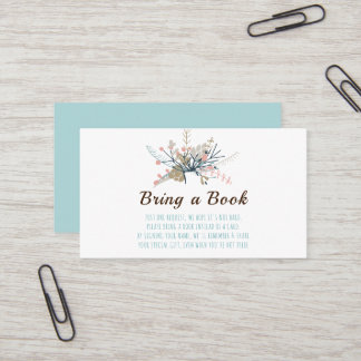 Söt Blommigt Teal Ta med en Bok-babyskal Visitkort