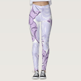 Söt blommigt trädgård vit och lila modern leggings