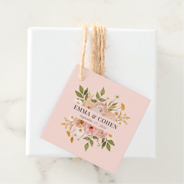 Söt blommigt trädgårdsbröllop gåvor etiketter (På plats)