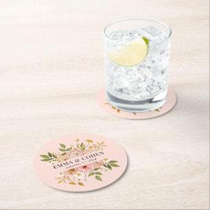 Söt blommigt trädgårdsbröllopsförmån underlägg papper rund