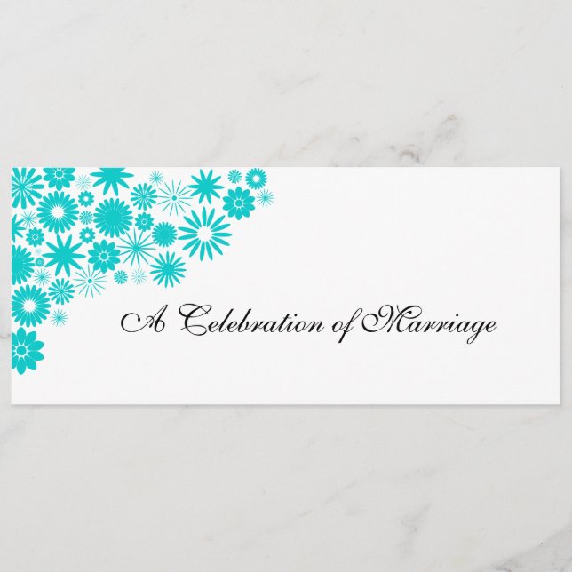 Söt Blommigt Turkos-Bröllopsprogram Program (Framsida)