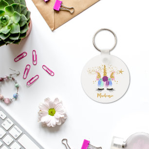 Söt Blommigt Unicorn Keychain Nyckelring