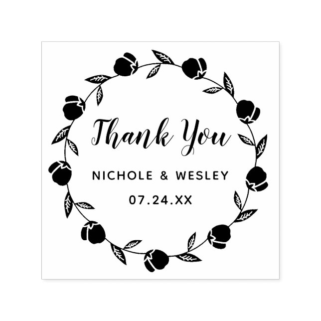 Söt Blommigt Utandning | Frimärke med självinmatni Självfärgande Stämpel (Design)