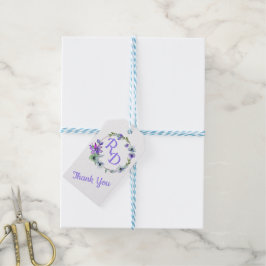 Söt Blommigt Utandning Monogrammad Bröllop Presentetikett