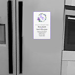 Söt Blommigt Utandning Monogrammed Bröllop Inbjuda Magnet<br><div class="desc">Söt bröllopsinbjudningsmagnet är gjort i vita madlar,  med en lavender sen ram,  runt yttre kant. Bilder av en färgstark andedräkt i blommigten,  överst på inbjudan,  har bruden och rummens initialer gjort i lavender. Anpassa all anpassningsbar fält till kostym som du behöver i bröllop. Matchande produkter är tillgängliga.</div>