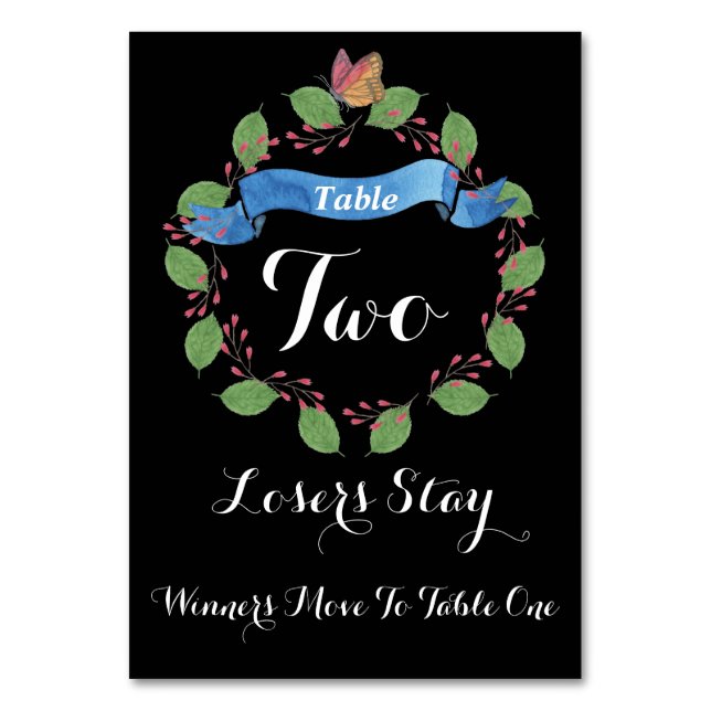 Söt Blommigt Utandningskort Bunco Bord #2 Bordsnummer (Framsidan)