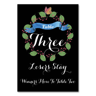 Söt Blommigt Utandningskort Bunco Bord nr 3 Bordsnummer