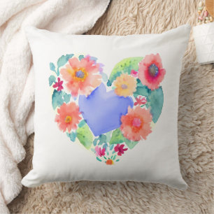 Söt Blommigt Utandningsvattensfärgning Art Kudde