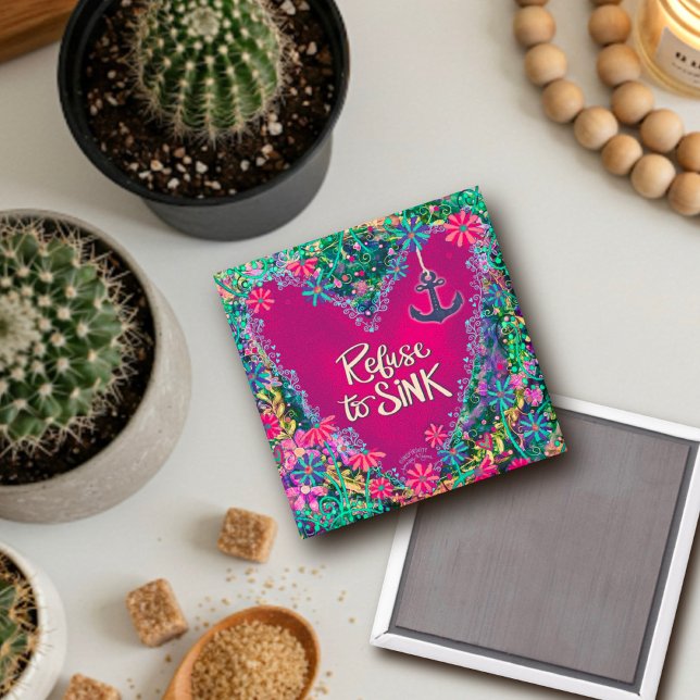 Söt Blommigt Vägra Sink Anchor Inspiritivity Magnet (Skapare uppladdad)