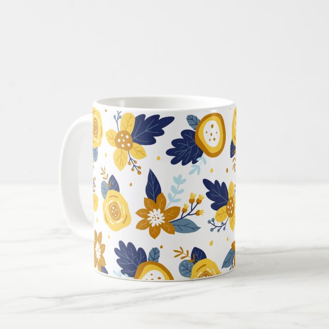 Söt Blommigt Vår Garden Mönster Kaffemugg (Framsida vänster)