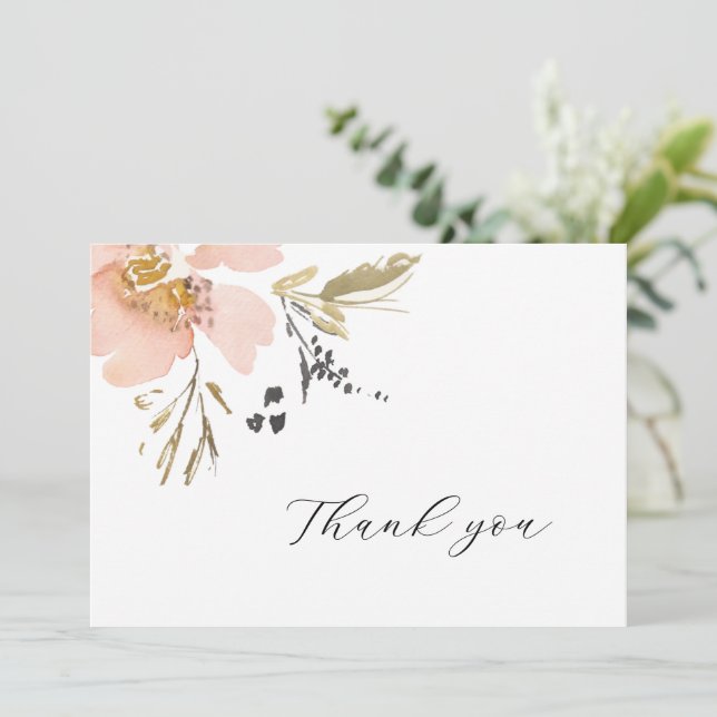 Söt Blommigt Vatercolor Tack Bröllop Card (Stående Fram)