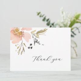 Söt Blommigt Vatercolor Tack Bröllop Card Kort