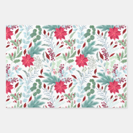 Söt blommigt vattenfärg glitter röd poinsettia