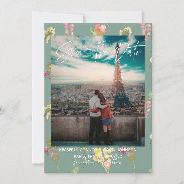 Söt Blommigt Vattenfärg | Spara datum Datumet (Framsida)