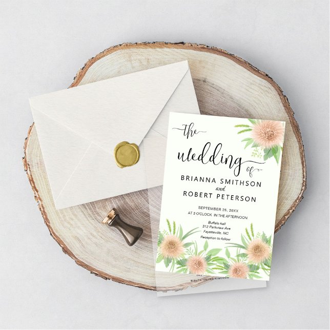 Söt Blommigt Vattenfärgsblommor Bröllop Inbjudningar (Skapare uppladdad)