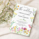 Söt Blommigt Vild av Wildblomma Bröllop Inbjudningar<br><div class="desc">Bröllopbjudan med ömtåliga blommor av vild och vacker kalligrafi. Den här söt vattenfärgens vilda blommor har dammblommor i rosa, lilac orange blå och gult. Perfekt för vår och sommarteman från land blommigt till ekologisk boho. Om du vill matcha produkter kan du bläddra i min samling av Wildblomsverktyg eller meddela mig...</div>