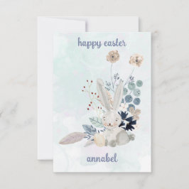 Söt blommigt vintage påskhare-Glad påsk Anteckningskort
