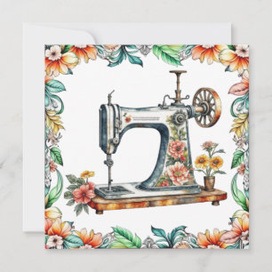 Söt Blommigt Vintage Sewing Maskin
