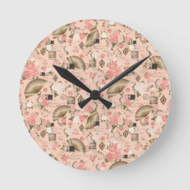 Söt Blommigt Wall Clock med lyckat resultat Rund Klocka