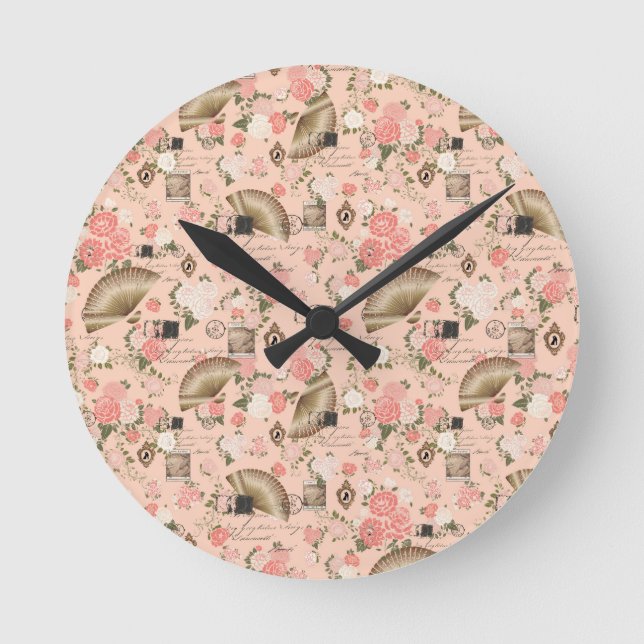 Söt Blommigt Wall Clock med lyckat resultat Rund Klocka (Framsida)
