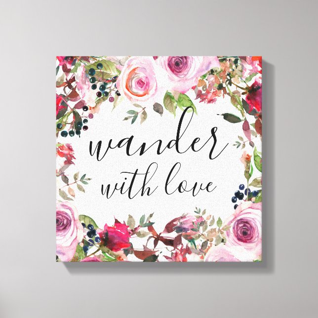 Söt Blommigt Wander med Kärlek Canvas Wall Art (Framsida)