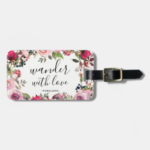 Söt Blommigt Wander med Kärlek Luggage Tag Bagagebricka