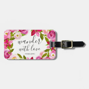 Söt Blommigt Wander med Kärlek Luggage Tag Bagagebricka
