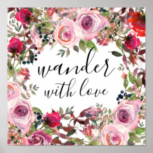 Söt Blommigt Wander med Kärlek Poster