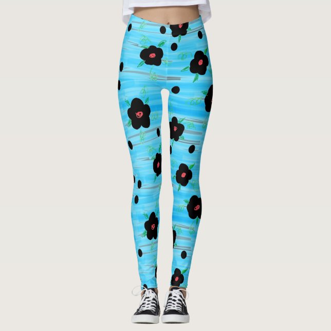 Söt Blommönster Leggings (Framsida)