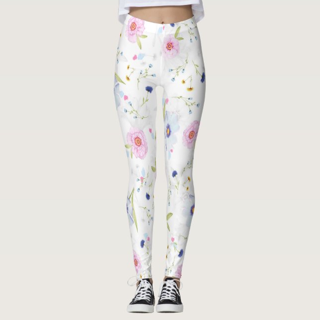 Söt Blommönster Leggings (Framsida)
