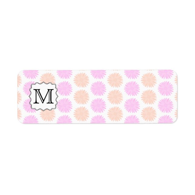 Söt Blommönster med Anpassningsbar Monogram Brev. Returadress Etikett (Framsidan)