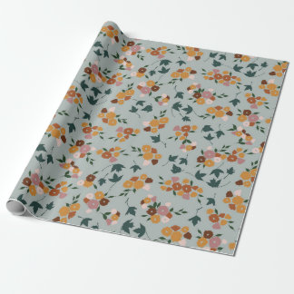 Söt Blommönster på ljusblå bakgrund Presentpapper