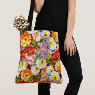 Söt Blommönster Vintage Girly Teal Primrose Tygkasse