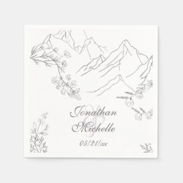 Söt, Blommor och Grenar Bröllop Pappersservett