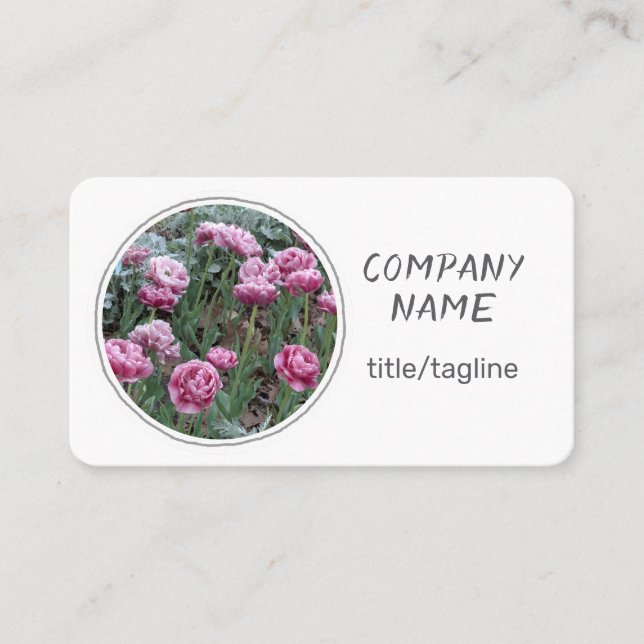 söt blommor rosa tulpaner på vita visitkort (Framsida)