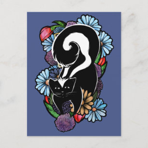 Söt blomster skunk vykort